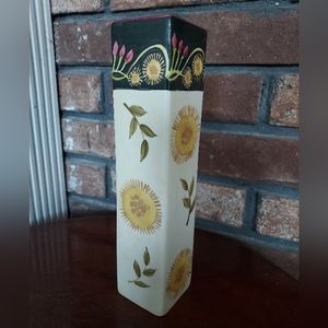 Fiasco Inc Peru Ceramic Rectangular Bud Vase Sun Flowers